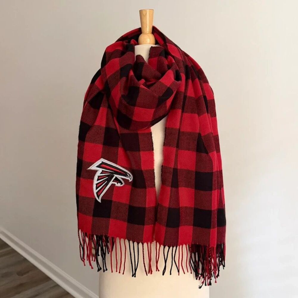 Forever Collectibles Falcons Oversized Scarf Wrap Red Black Plaid